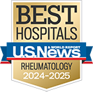 USNWR Best Hospitals badge for Rheumatology 2023-24