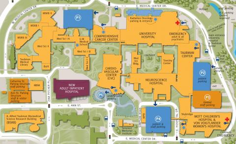 Map of new hospital location at Michigan Medicine